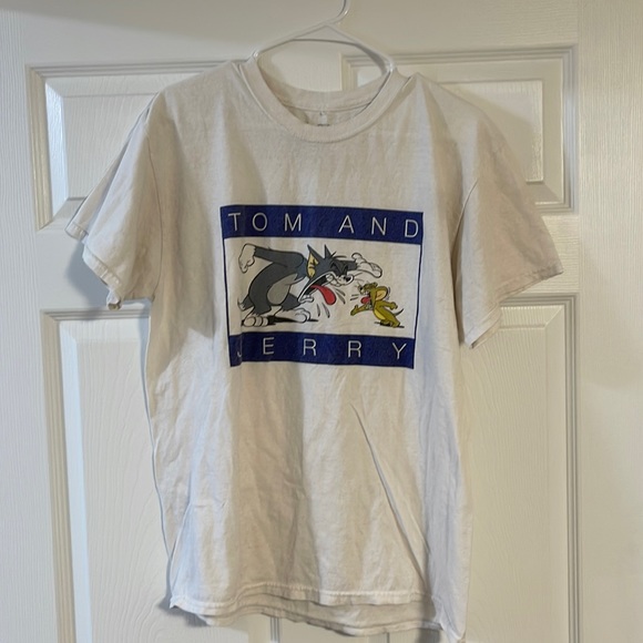 VINTAGE TOM AN JERRY WHITE TSHIRT SIZE M - Picture 1 of 5